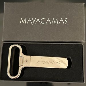 Stainless steel bottle opener.